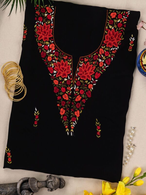 Elegant Hand Embroidered Georgette Unstitched Kurta by Adrika