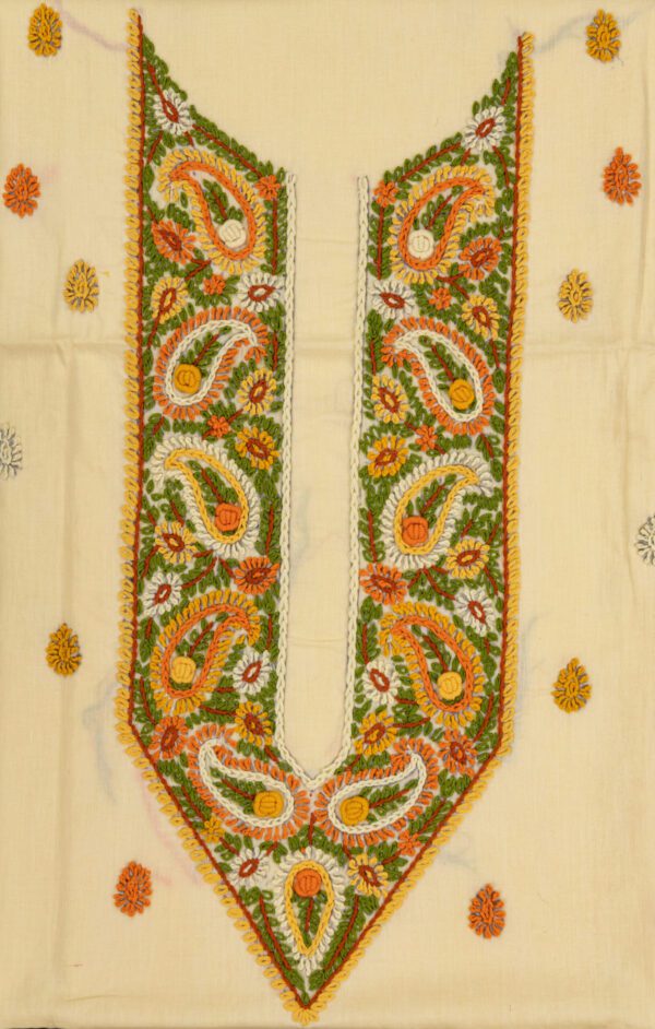 Unstitched Kurta with Multicoloured Hand Embroidery by Adrika