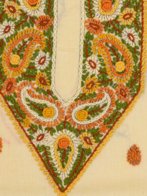 Adrika’s Multicoloured Thread Hand Embroidered Unstitched Kurta"