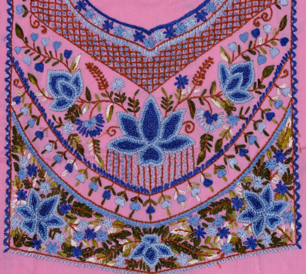 Elegant Multicoloured Thread Hand Embroidered Unstitched Kurta by Adrika