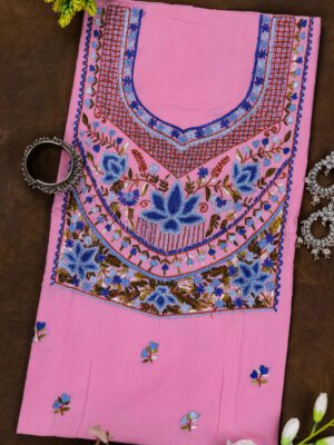 Adrika Unstitched Kurta with Multicoloured Hand Embroidery