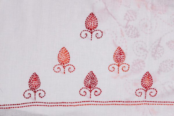 Adrika’s Red & Orange Shades Hand Embroidered Unstitched 3 Piece Kurta Set