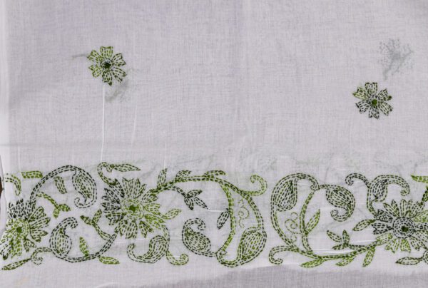Elegant Green Thread Hand Embroidered Unstitched Kurta Set by Adrika