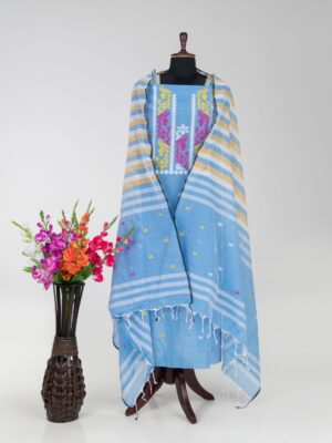 Comfortable Handloom Cotton Muslin Dhakai Jamdani Kurti & Dupatta Set by Adrika