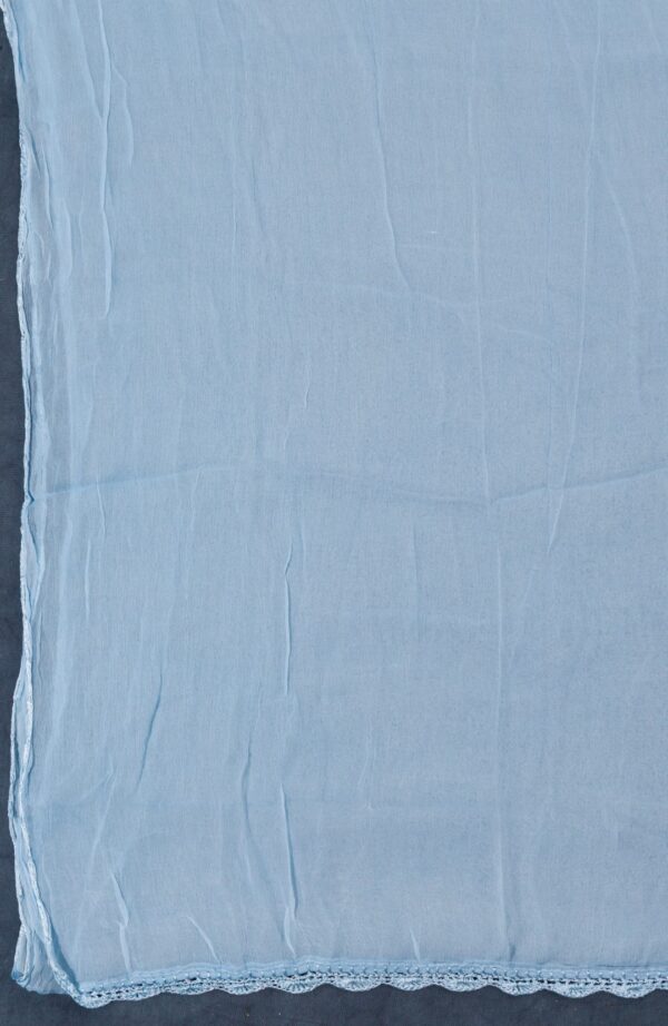 Handcrafted Lucknow Chikankari Powder Blue Cotton Unstitched 3-Piece Kurti Set by Adrika
