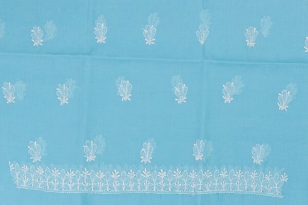 Adrika's luxurious Lucknow Chikankari Cotton White Unstitched 3-Piece Kurti Set with intricate detailing