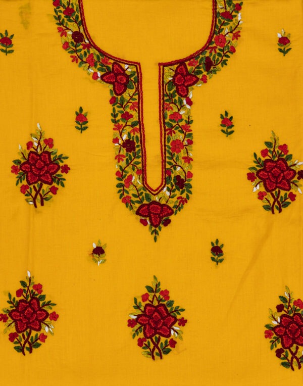 elegant hand-embroidered cotton unstitched kurta set with dupatta