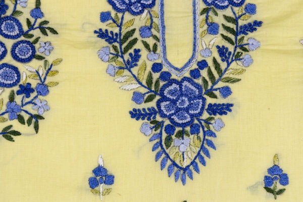 Hand-embroidered cotton unstitched 3 piece kurta set fabric