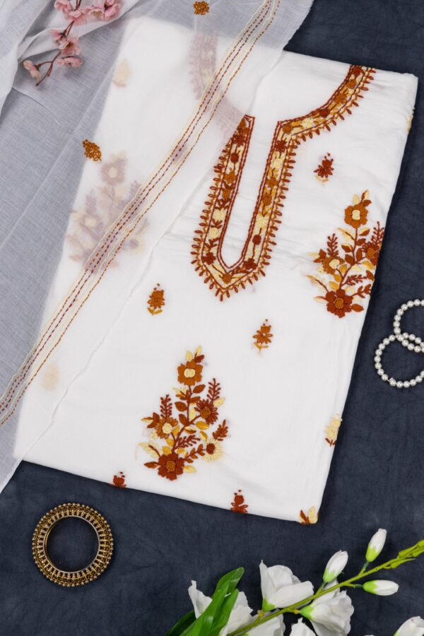 Cotton 3 Piece Kurta Set Featuring Hand Embroidery by adrika