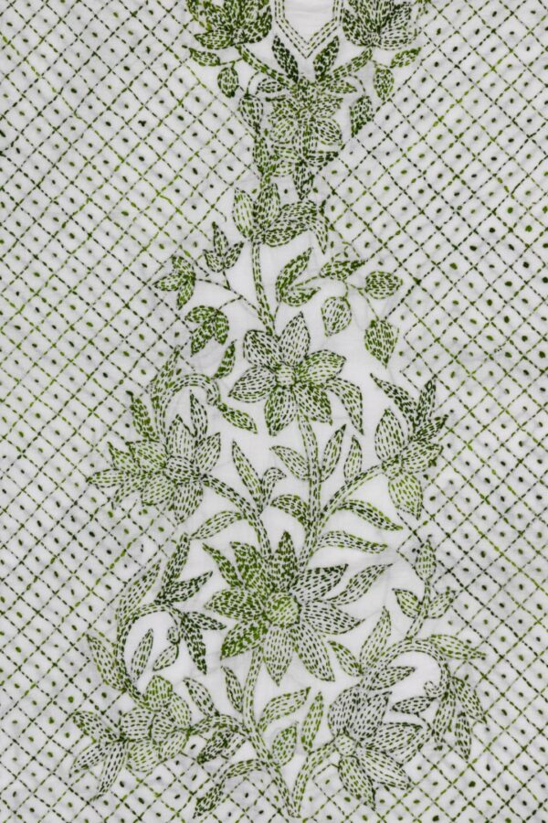 Artisanal Hand Embroidery on Adrika's Cotton 3 Piece Unstitched Kurta Set