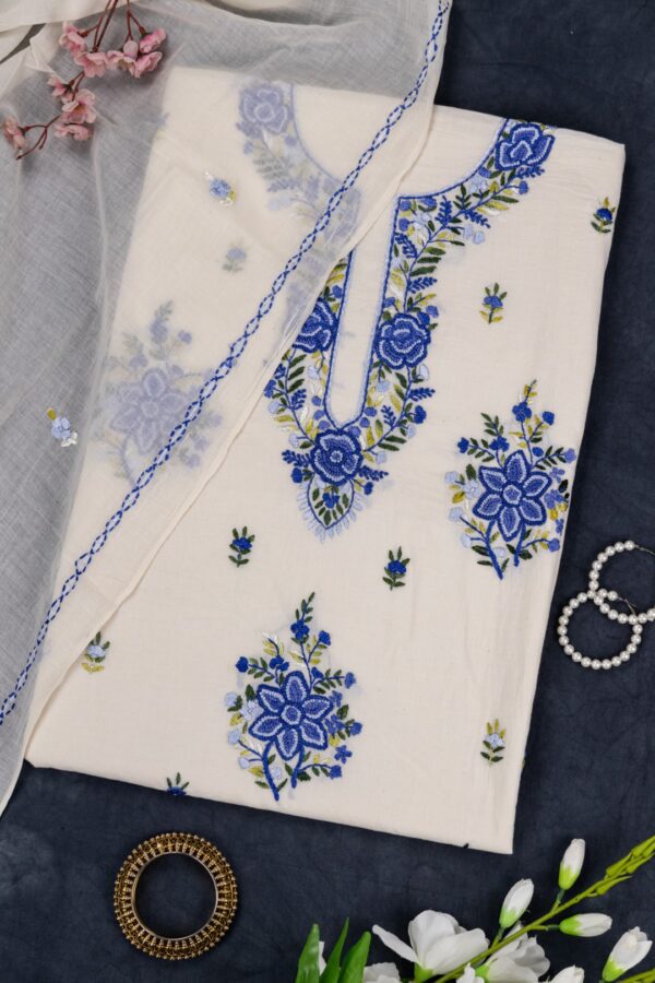 Adrika Cotton 3 Piece Kurta Set Featuring Hand Embroidery