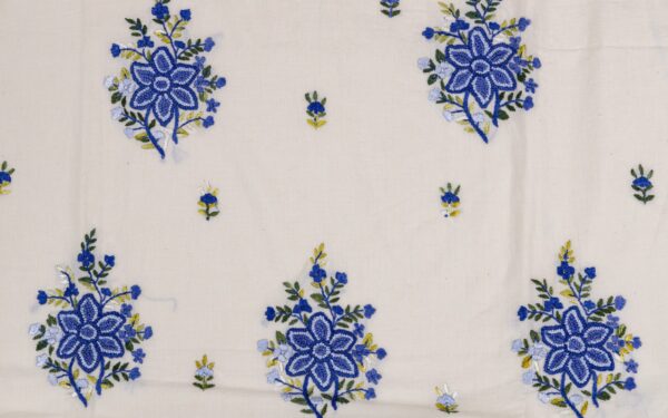 Hand Embroidered Unstitched Cotton 3 Piece Kurta Set by Adrika