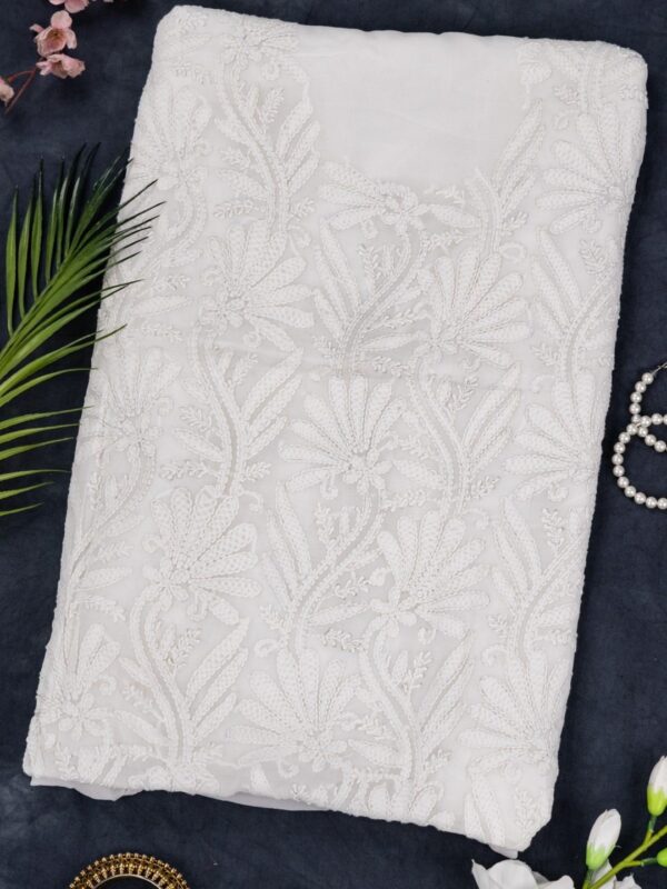 Designer Hand Embroidered off white Cotton Kurta