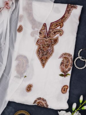 Adrika Hand Embroidered Georgette Unstitched Kurta With Dupatta