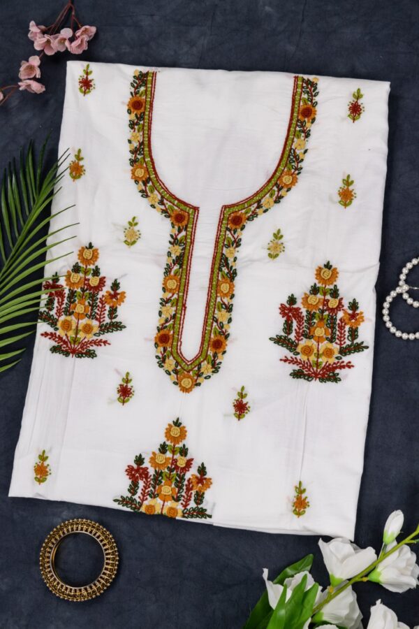 Cotton Unstitched Kurta with Exquisite Hand Embroidery designs