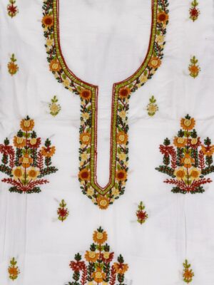 Cotton Unstitched Kurta with Exquisite Hand Embroidery designs by adrika
