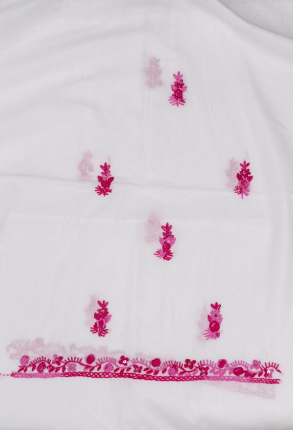 pink & white Cotton Kurta with Hand Embroidery by adrika