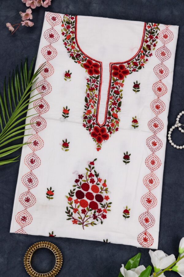 Designer Hand Embroidered Cotton Kurta by Adrika