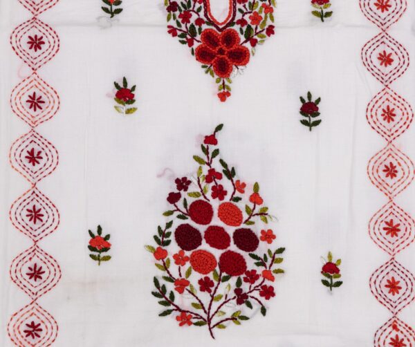 Adrika's Unstitched Cotton Kurta Featuring Hand Embroidery
