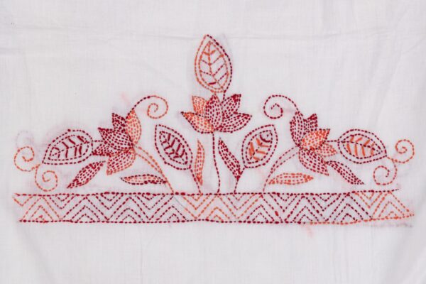 Elegant Hand Embroidered Orange & Maroon Cotton Kurta by Adrika