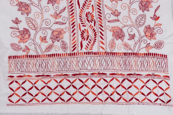 Adrika's Orange & Maroon Cotton Kurta with Intricate Hand Embroidery