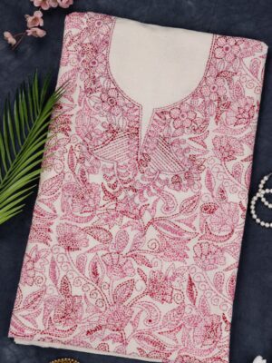 Adrika's Handcrafted Kora Cotton Unstitched Kurta with Embroidery