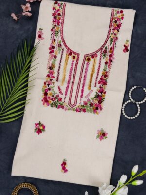Adrika Kora Cotton Kurta with Intricate Hand Embroidery work