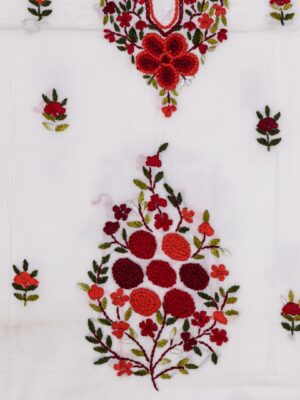 Designer Hand Embroidered Cotton Unstitched Kurta by Adrika