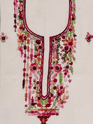 Hand Embroidered Kora Cotton Kurta by Adrika