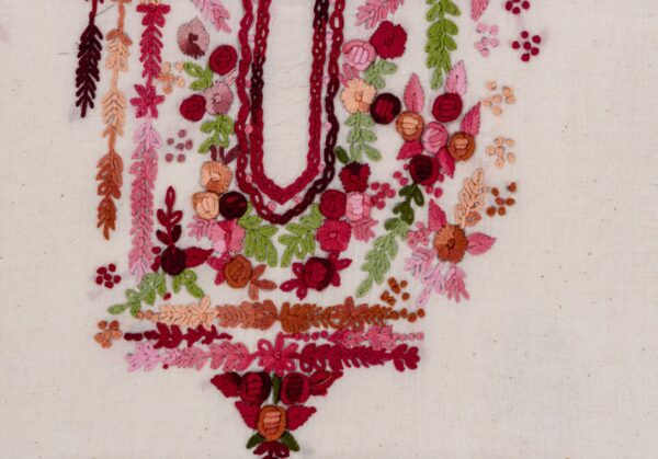 Unstitched Kora Cotton Kurta with Hand Embroidery by Adrika