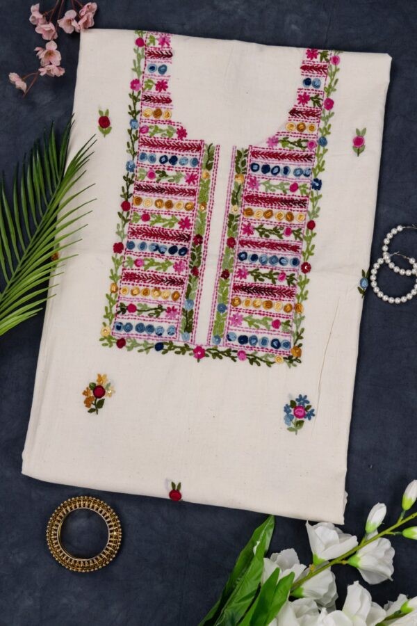 Adrika Hand Embroidered Kora Cotton Kurta