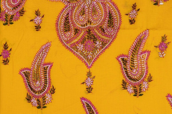 Adrika’s hand-embroidered cotton unstitched kurta, bottom, and dupatta set
