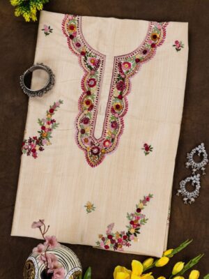 Adrika Semi Tussar Kurta with Detailed Hand Embroidery
