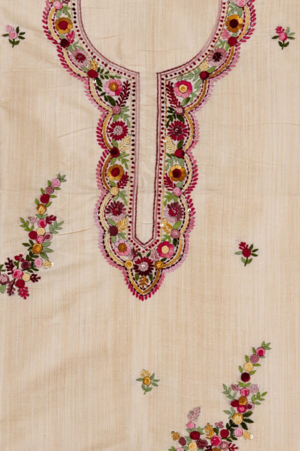 Elegant Semi Tussar Fabric Kurta with Hand Embroidery by Adrika