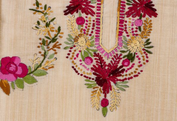 Adrika Artistic Multicoloured Thread Embroidered Semi Tussar Kurta