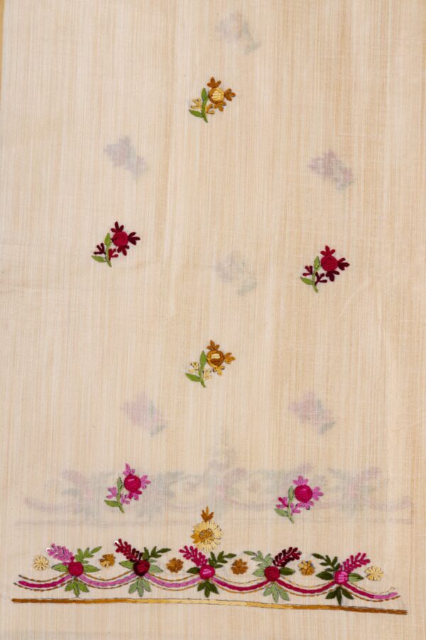 Traditional Handcrafted Multicoloured Thread Embroidery Semi Tussar Kurta