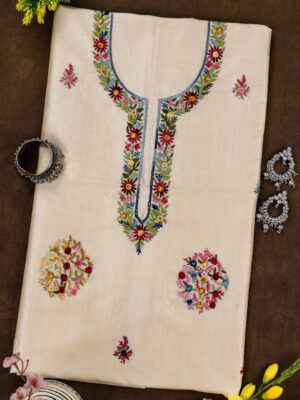 Adrika Multicoloured Thread Embroidered Semi Tussar Kurta