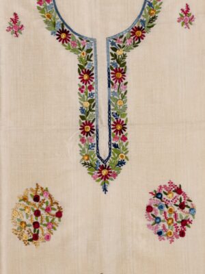 Adrika Ethnic Semi Tussar Kurta with Multicoloured Thread Embroidery