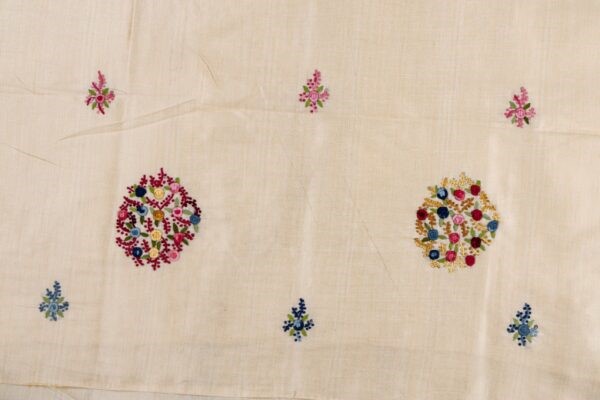 Artistic Multicoloured Thread Hand Embroidery on Adrika's Semi Tussar Kurta