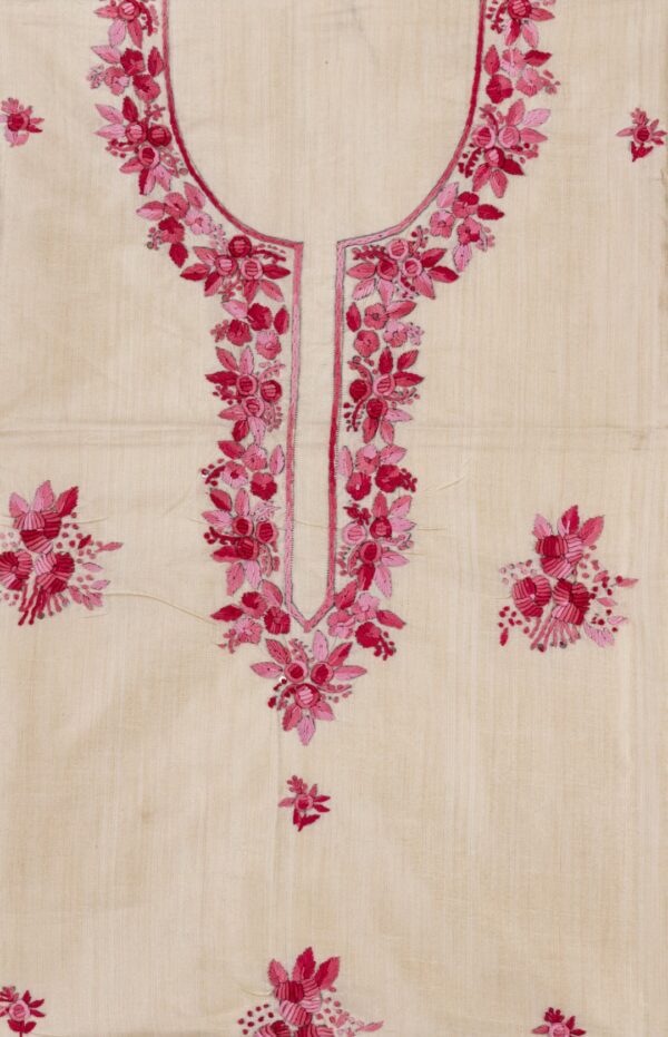 Handcrafted Different Shades Of Pink & Red Thread Embroidery Kurta by Adrika