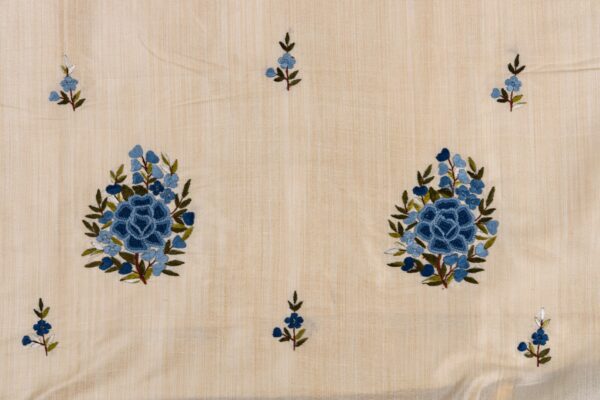 beautifully blue Thread Hand Embroidery on Semi Tussar Kurta by adrika