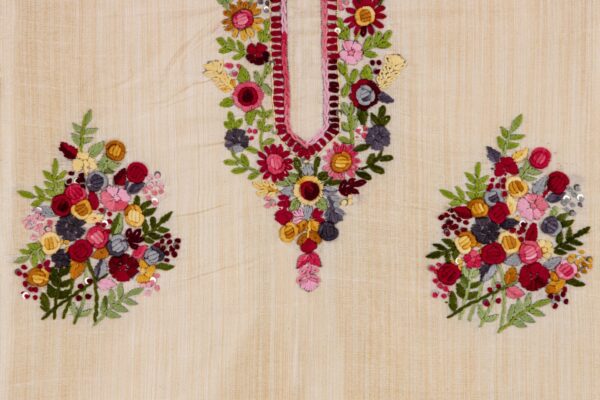 Adrika Semi Tussar Kurta with Vibrant Thread Embroidery