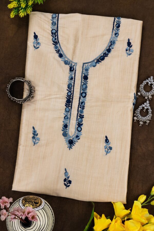 Adrika Unstitched Kurta with Intricate blue Thread Work
