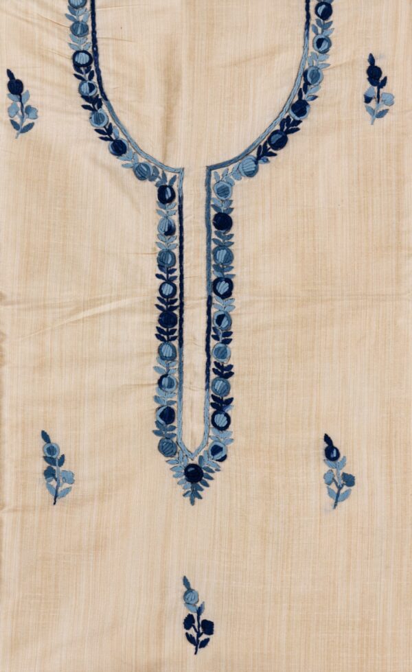 Unstitched Kurta with Intricate blue Thread Work