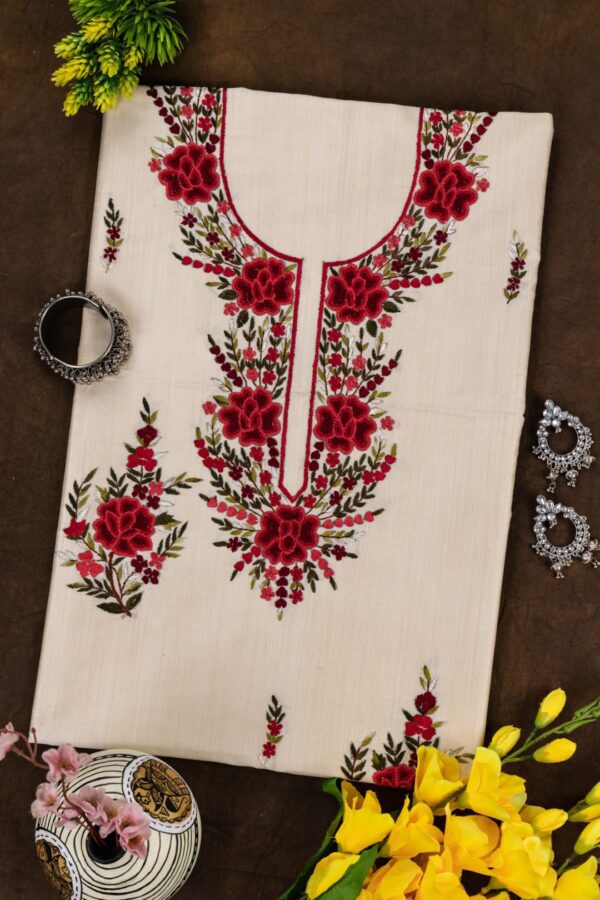 Designer Kurta Set with Different Shades Of red Embroidery