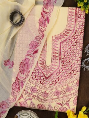 Adrika Hand Embroidered Different Shades Of Pink Unstitched Kurta Set