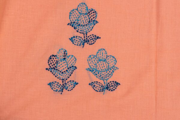 orange Kurta Set with blue Hand Embroidered