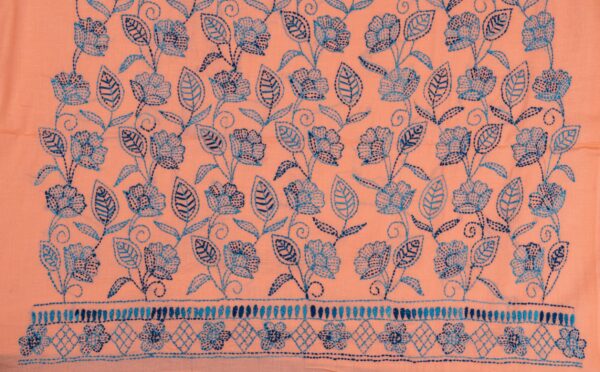 orange Kurta Set with blue Hand Embroidered set