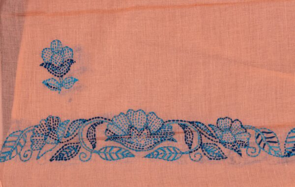 orange Kurta Set with blue Hand Embroidered set by adrika