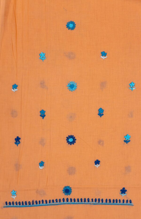 orange Kurta Set with blue Embroidery